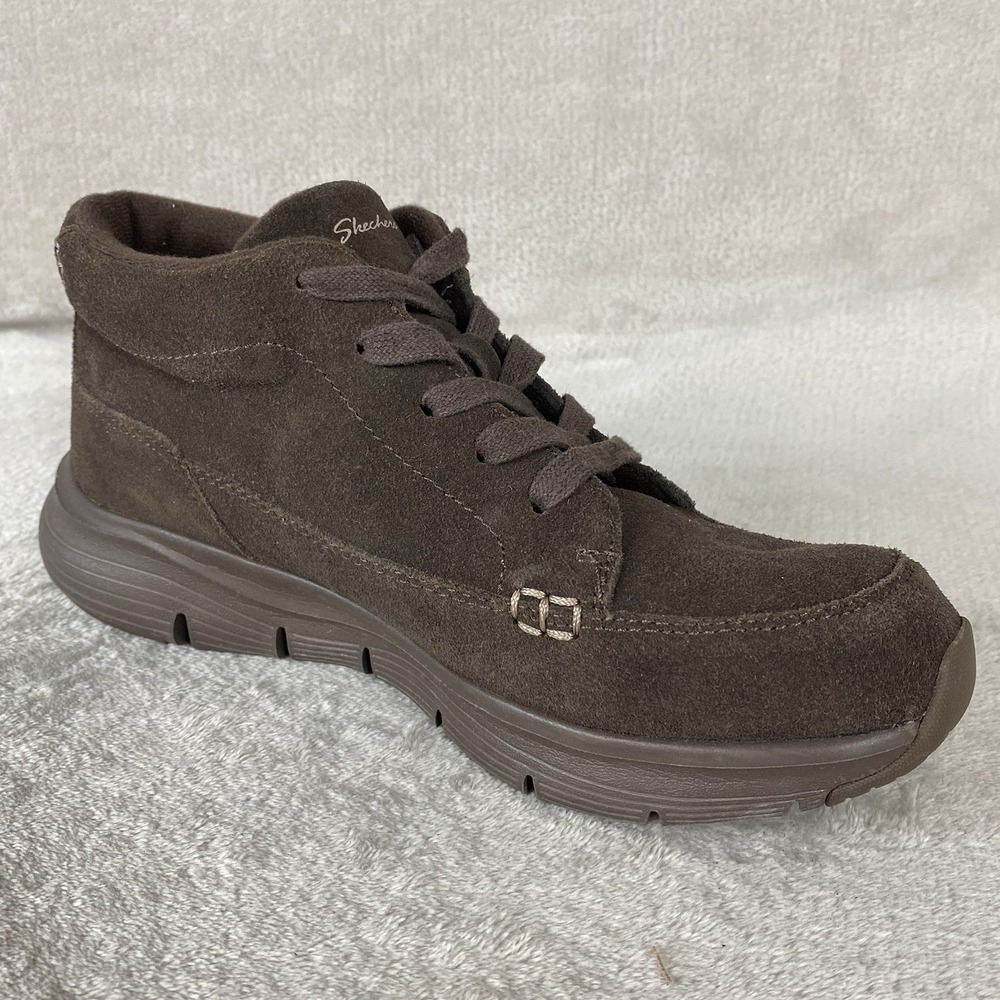 Skechers Arch Fit Gotta Chill Boots Womens Size 10 Brown Suede Comfort NEW - Picture 4 of 13